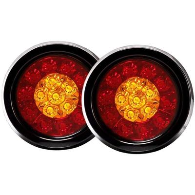 2er-Pack runde 16-LED-Rücklichter mit schwarzen Gummitüllen für PKW-LKW-Anhänger