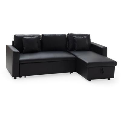 Happy Garden - Ecksofa, ausziehbar, Kunstleder clark, 3-Sitzer, schwarz Image