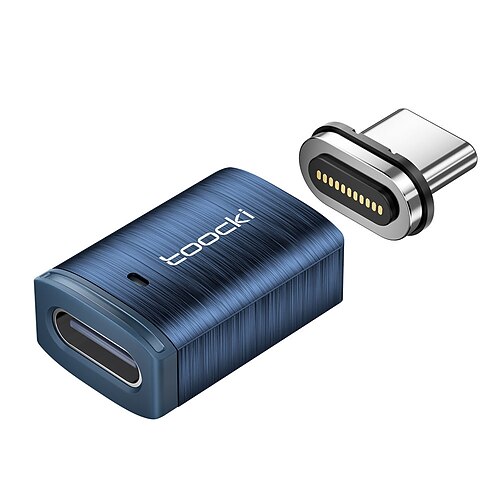 Toocki 100 W USB-C auf Typ-C Magnetadapter 2 in 1 PD Schnelllade Typ-C Anschluss Datensynchronisation 90 Grad USB-C Magnetkonverter Image