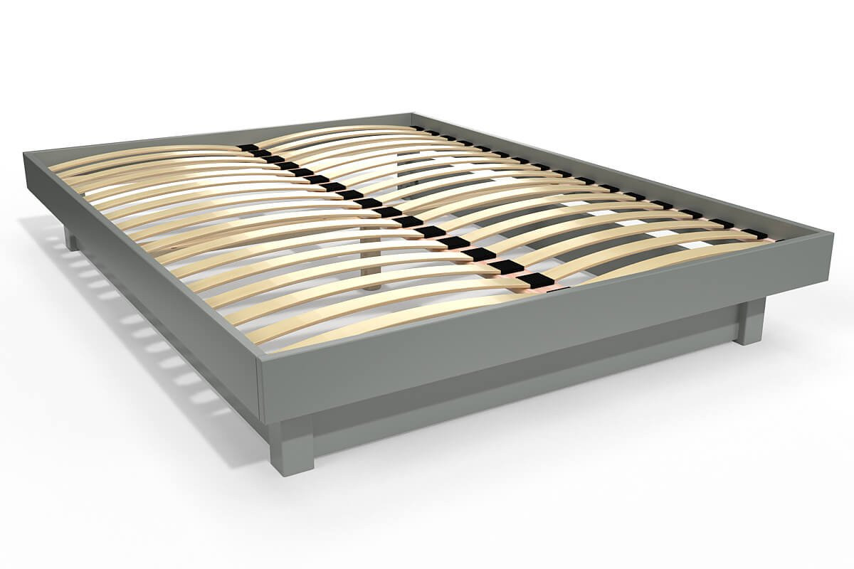 Lit plateforme 160x200 en bois massif - Gris