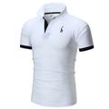 Per uomo Polo Maglia da golf Casuale Sportivo Classico Manica Corta Essenziale Blocco di colori Cervo Bottoni Davanti Estate Primavera Vestibilità regolare Marrone Scuro Grigio scuro Nero Bianco
