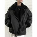 Giacca/Cappotto in vera pelle di montone nera - oversize - Taglia da donna 16 UK (44 EUR) (12 USA) -- Bomber - XL - Aviator - biker