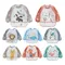 Baby Striped Long Sleeve Scarf Waterproof Toddler Art Smock Feeding Bib Apron Pocket Infant Boys