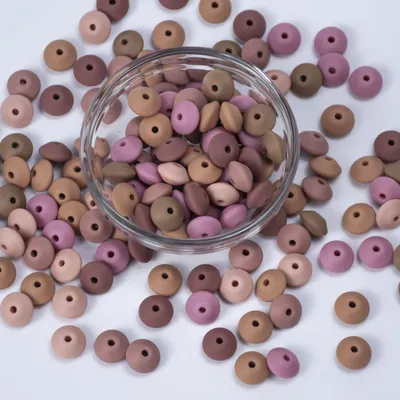 100 PCS Blush 12 MM Lentils Silicone Beads Abacus Teething Necklace Baby Teether Toy Accessories
