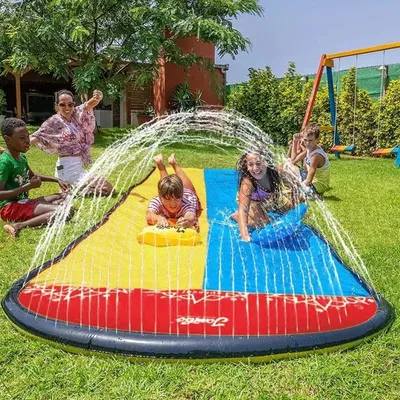 Outdoor Courtyard Lawn Inflatable Toys Water Slide Summer Garden Water Toy Family Friend Interactive Sprinkle Water Sliders Gift