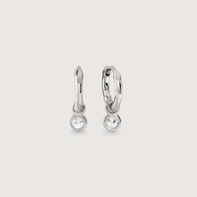 Sterling Silver Mini Gemstone Huggie Earrings White Topaz