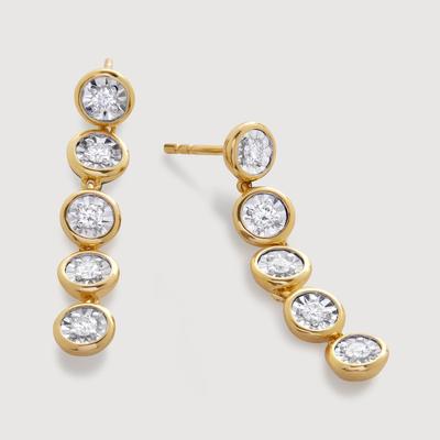 Gold Round Diamond Cocktail Earrings Lab Grown Diamond