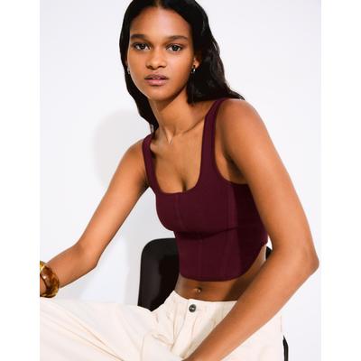 Bershka Strappy Corset Top Women M Maroon