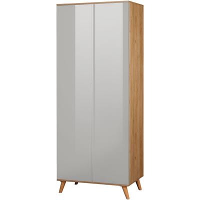 Kleiderschrank ANDAS "Lund Schlafzimmerschrank Bestseller im skandinavischem Design", grau (eichefarben, grau), B:80cm H:203cm T:52cm, FSC-zertifizierter Holzwerkstoff, Schränke, Garderobenschrank mit Premium Innenausstattung, Breite 80 cm hochglanz Image