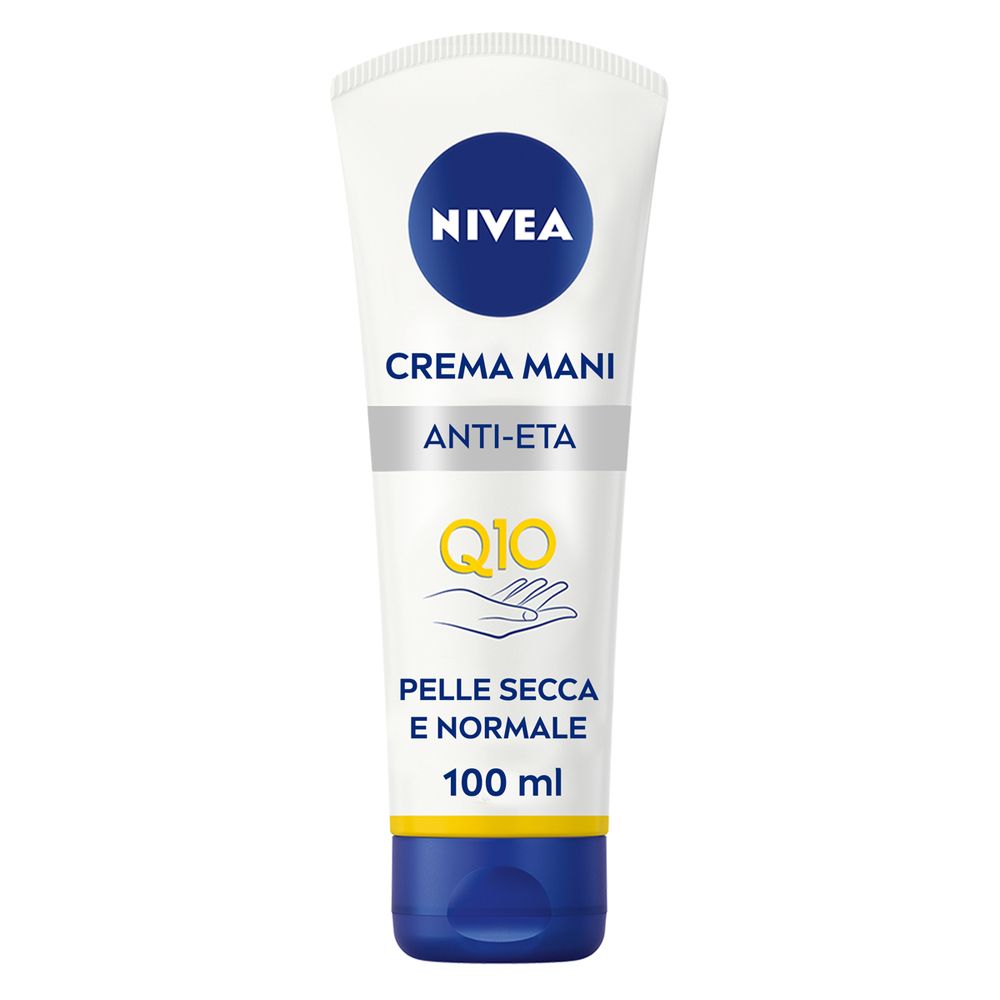 Nivea Q10 Crema Mani 3in1 Anti-Età 100 ml, mani idratante antirughe e