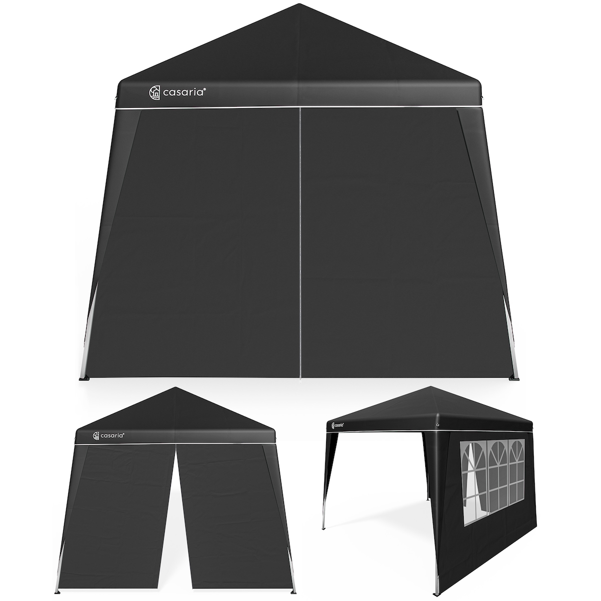 CASARIA® Set 3x3m Pavillon und 2x Seitenteil schwarz Image