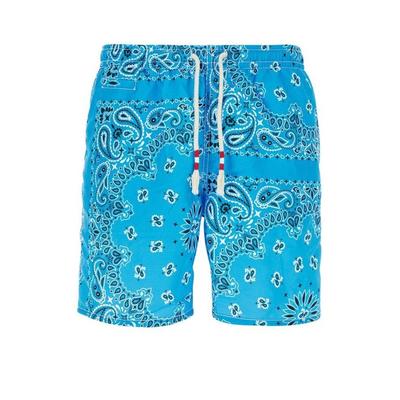 Printed Drawstring Swim Shorts - Blue - Mc2 Saint Barth Beachwear