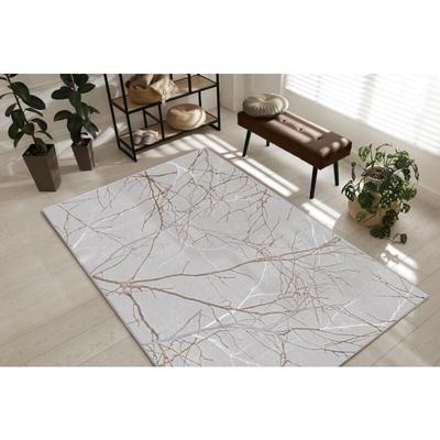 Mila moderner Teppich Wohnzimmer, elegant glänzender Kurzflor, Grau, 120 x 170 cm - The Carpet Image