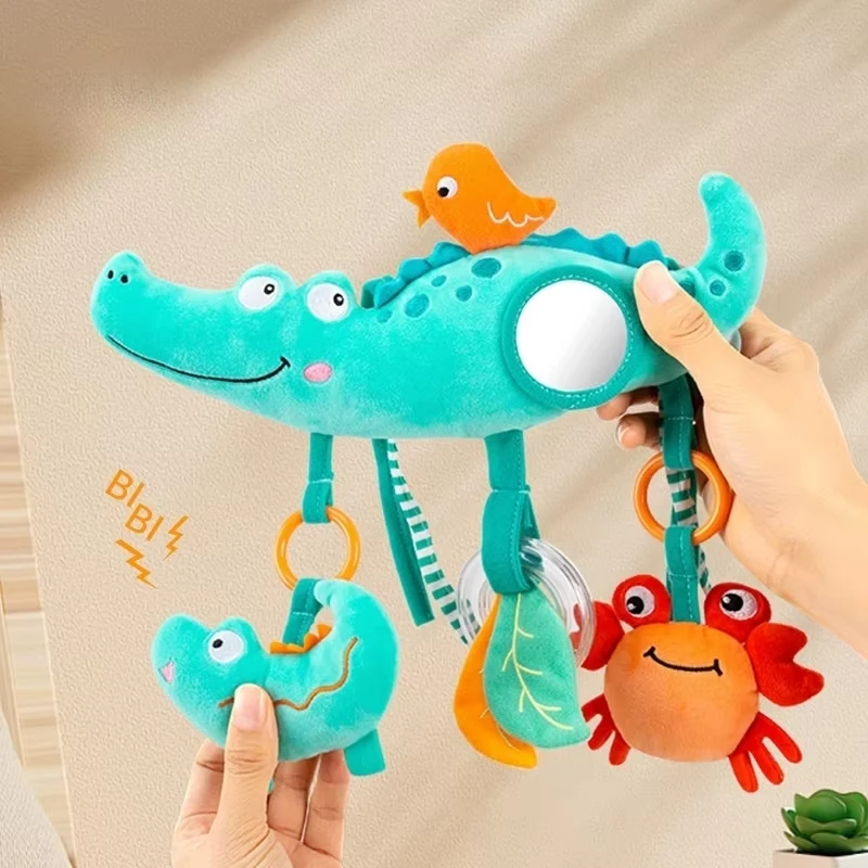 Weiche Tierhandglocken Babybett Bett Kinderwagen Mobile hängende Rasseln 0,12 Monate Kleinkind Plüschtiere Niedlicher Elefant Krokodil Panda Image