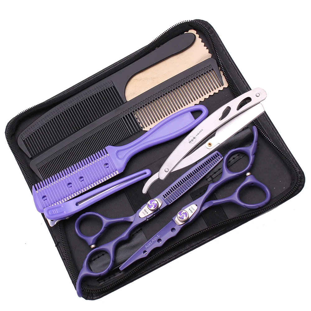 6 Zoll profession elle Haars chere 440c Schneide schere Set Rasiermesser Kamm Ausdünnung Friseursalon Friseur Home Drops hipping a1019 Image