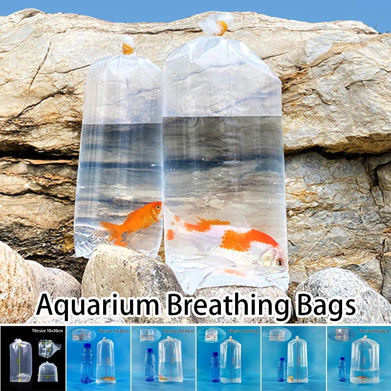 50 Stück Aquarium-Atembeutel für lebende Fische, Transport, lange Lebensdauer, Fischgarnelenlieferung, aufblasbare, auslaufsichere Plastiktüte Image
