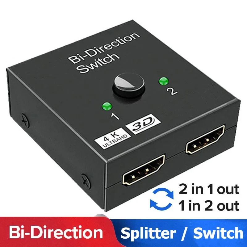 HDMI-kompatibel Schalter Bi-Direction 2,0 Splitter 1x2/2x1 Adapter 2 in 1 out Konverter für PS4 Pro/4/3 TV Box 4K Switcher Image