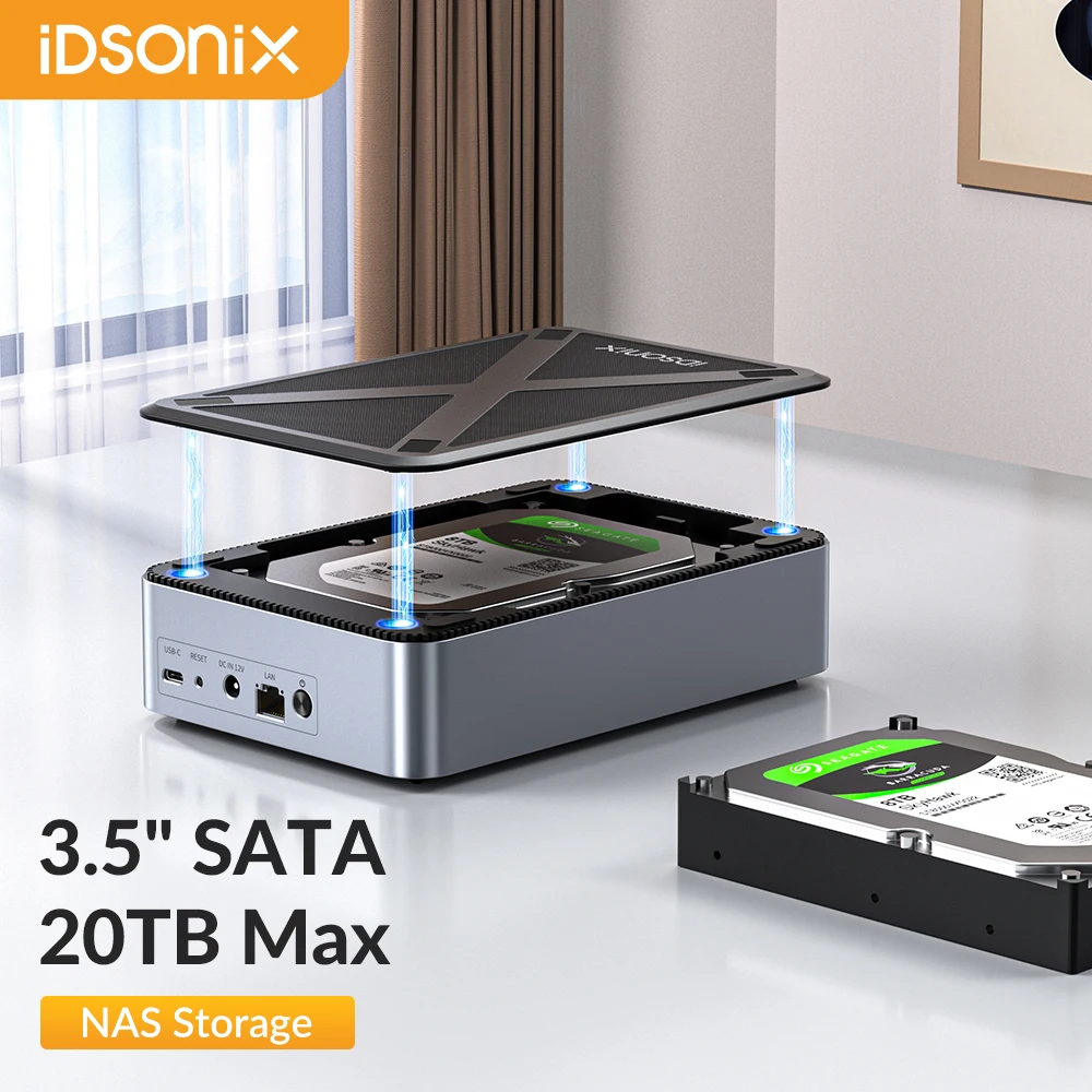 Idsonix Netzwerksp eicher mit 2,5-Zoll-Sata-HDD-Festplattengehäuse nas private Cloud-Festplatten gehäuse Sata externe Speicher abdeckung sbox Image