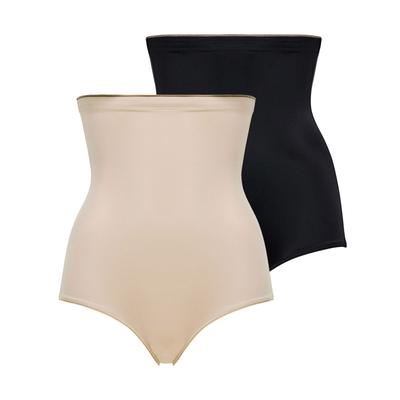 Maxislip CONTURELLE "2er Pack Damen Maxislip Soft Touch", Damen, Gr. 44, braun (sand schwarz), Stoff, Obermaterial: 69% Polyamid PA. 31% Elasthan EL., Unterhosen Image