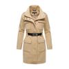 Kurzmantel MARIKOO "Tanokoo", Damen, Gr. S, beige, 90% Polyester 10% Viskose, Mäntel, Eleganter Übergangsmantel mit großen Taschen und Stretch-Gürtel