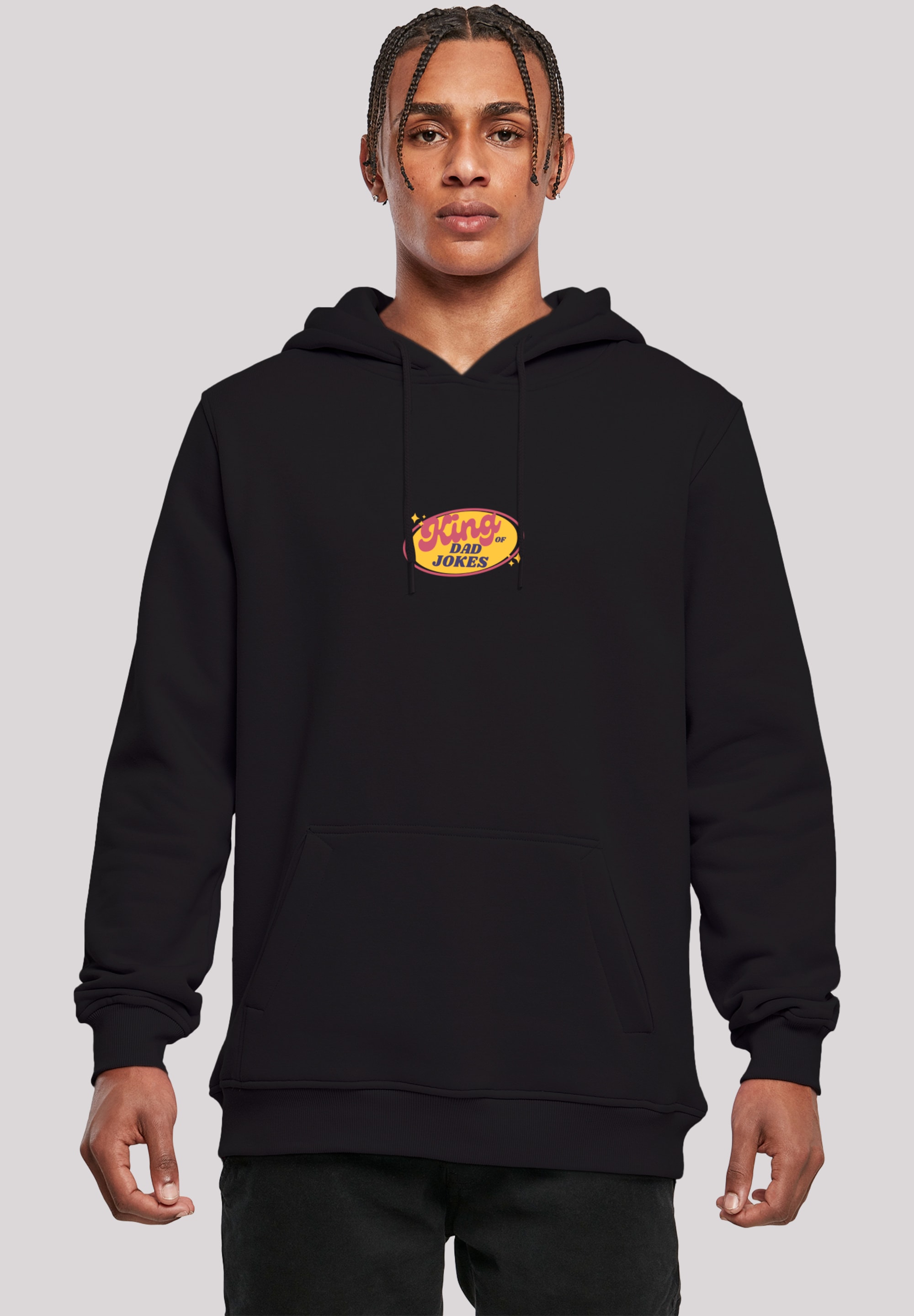 Kapuzenpullover F4NT4STIC "King of Dad Jokes Witziges Vatertagsmotiv", Herren, Gr. 3XL, schwarz, Obermaterial: 65% Baumwolle, 35% Polyester, slim fit, Pullover, Premium Qualität Image