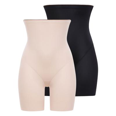 Shapinghose CONTURELLE "2er Pack Damen Maxi Miederhose mit Bein Soft Touch", Damen, Gr. 42, braun (sand schwarz), Stoff, Obermaterial: 63% Polyamid PA. 37% Elasthan EL., Unterhosen Image