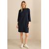 Midikleid CECIL, Damen, Gr. XS (36), US-Größen, blau (universal blau), Stoff, 54% Polyester, 38% Baumwolle, 5% Viskose, 3% Elasthan, Strukturmuster, casual, comfort fit knielang, hoch geschlossener Ausschnitt, 3/4-Ärmel Bündchen, Kleider, knielang