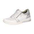 Keilsneaker WALDLÄUFER "H-CLARA", Damen, Gr. 8 (42), silber (weiß, silberfarben), Nappaleder, Textil, metallic, sportlich, Schuhe, Schnürer, Halbschuh, Freizeitschuh mit Metallic-Einsatz