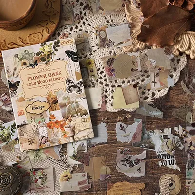 1 piece of retro stamp and butterfly decorative paper, suitable for decorating photo albums,