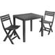 Set 1 tavolo 78x65x72 e 2 sedie pieghevoli in polipropilene antracite