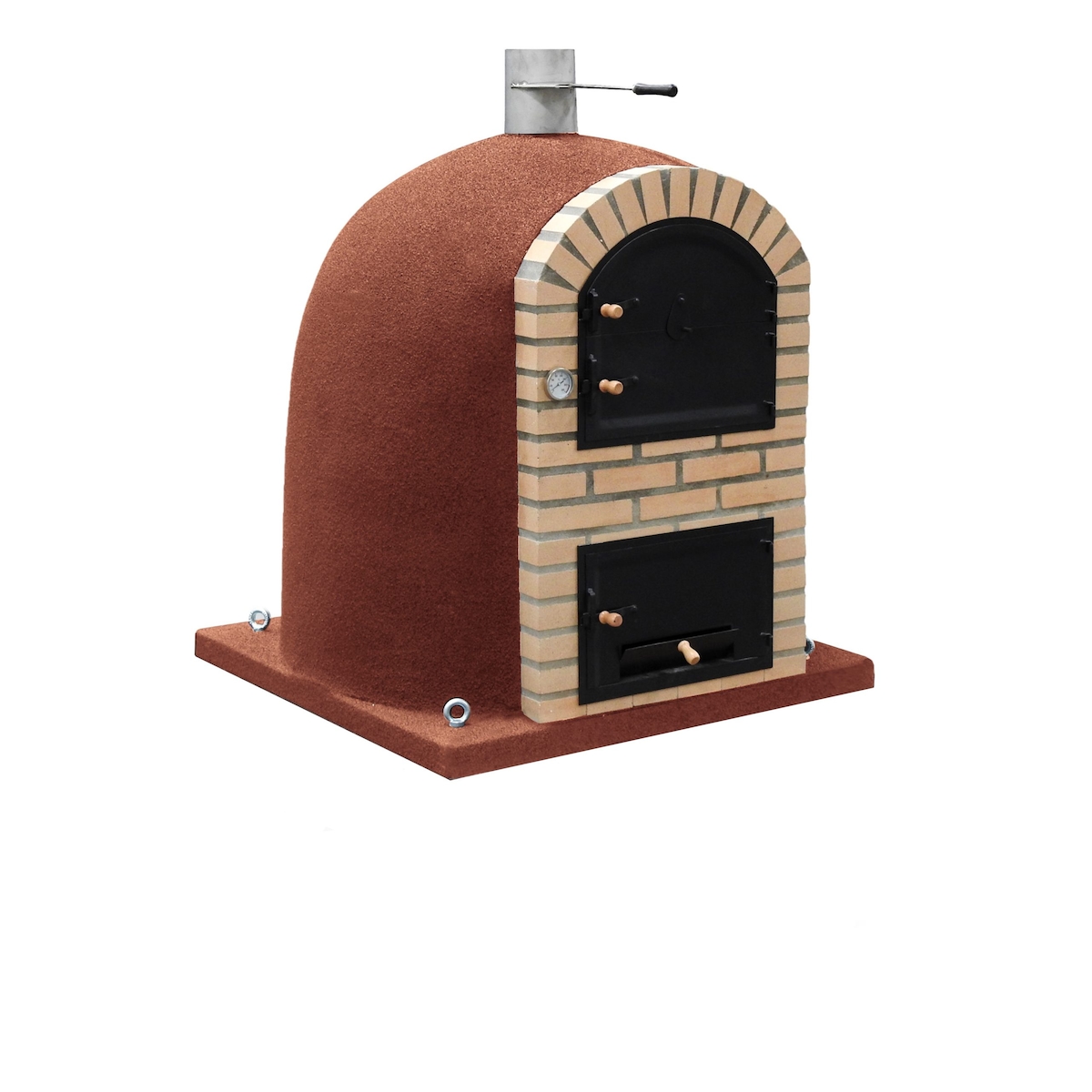 MAESTRO FERRETERO MF - Holzbackofen für den Außenbereich Modell CALDERA BANDAMA (Bordeaux - 90 x 90 x 115 cm) – Isoliert mit Kork und 3 Keramikmatten Image