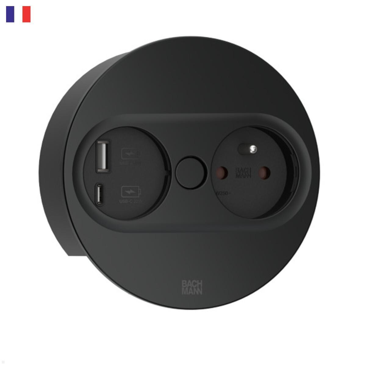 Bachmann TWIST 2 1x FR Steckdose UTE 1x USB-Charger A/C, rund (946.106) schwarz Image