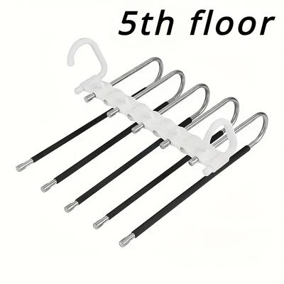 TEMU 5th Fioor Retractable Multi-functional Nine-layer Pants Rack, Hanger, Hook Pants Rack, Wholesale, Stainless Steel Storage Pants Hanger, Folding Pants Rack.