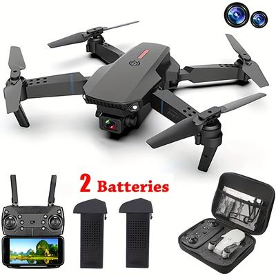 TEMU Beginner-friendly Foldable Drone With Dual Cameras, Smart App Control & - Usb Rechargeable, Includes 2 Batteries - Perfect Christmas & Thanksgiving Gift