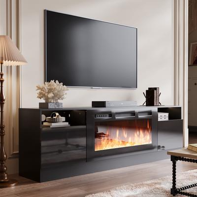 TEMU Black Fireplace Tv Stand With 36