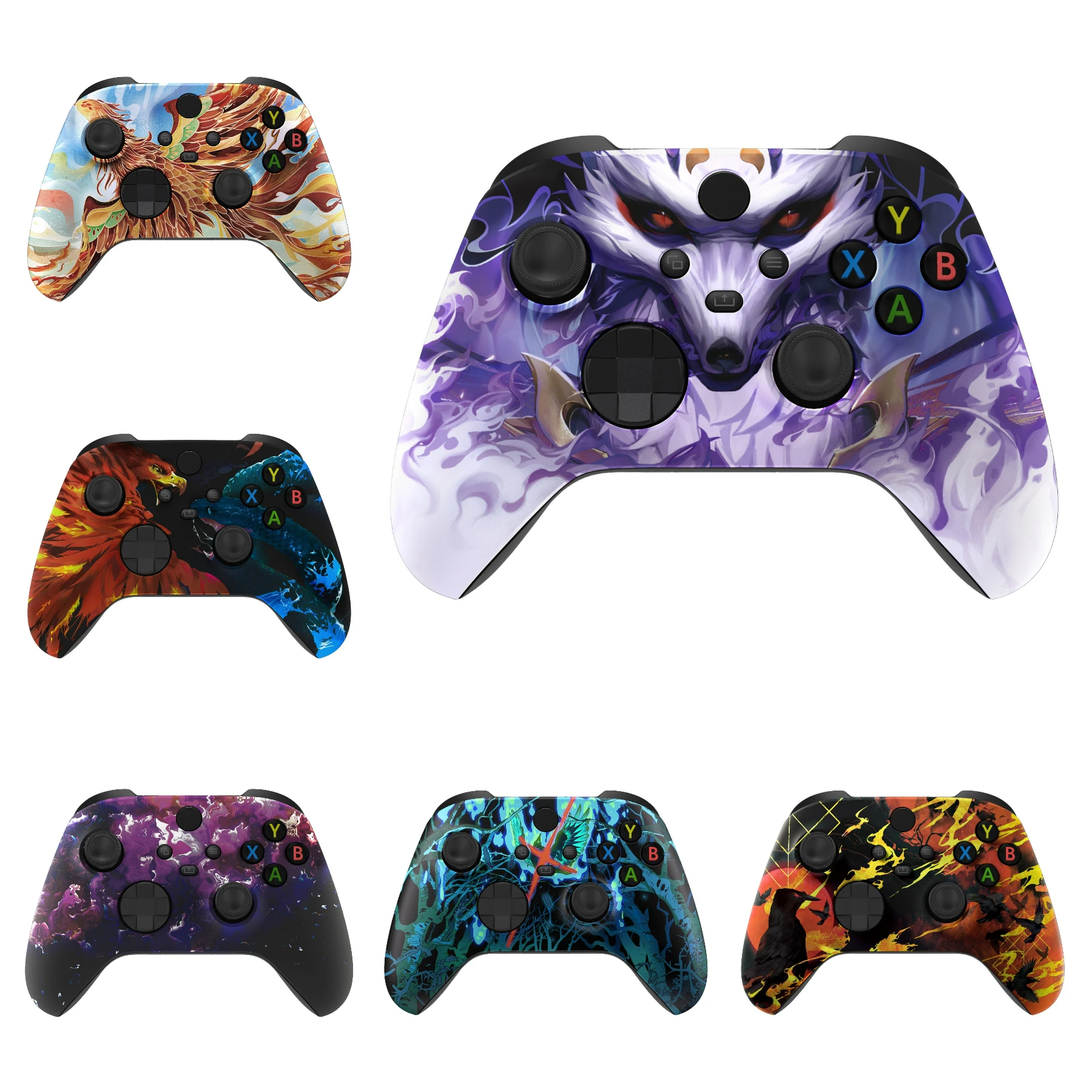 eXtremeRate Soft Touch Grip Front Housing Shell Case for Xbox Series X/S, for Xbox Core Controller - Fantasy Creatures Series