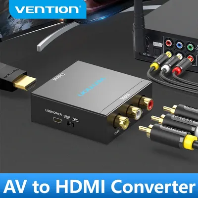 Vention AV to HDMI Converter HDMI to RCA Video Adapter with Mini USB Power Cable for TV Box Projector Game Console 1080P HD 720P
