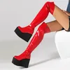 12 cm High Heel Pumps Plus Größe 44 45 46 47 48 49 50 Frauen Lackleder Wedges Plattform Overknee Hohe Stiefel Große Größe Schuhe