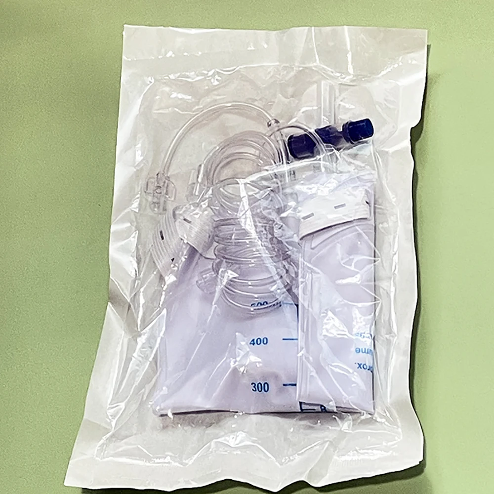 500ml Haustier-Verbrauchs materialien mit PVC-Abfluss ventil Anti-Reflux-Harn drainage beutel Luer Lock befestigen Verlängerung srohr und Riemen 1St Image