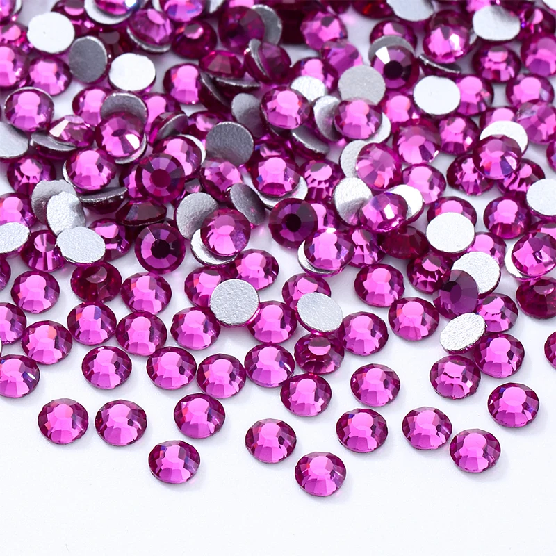 Ducrystal Fuchsia Kleber auf Kristallen Strass steine flache Rückseite runde Edelsteine für Nail Art Glitter nicht Hot Fix Kristall Aufkleber ss10 Image