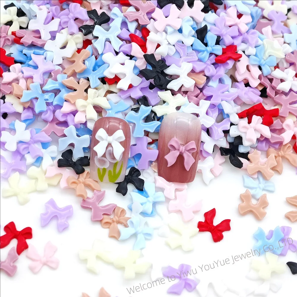 500 Stück elegante Band-Fliege-Nagel-Charms, leichte, luxuriöse Ins-Style-Nagelkunst mit 3D-Harz-Dekor für einen schicken und trendigen Maniküre-Look Image