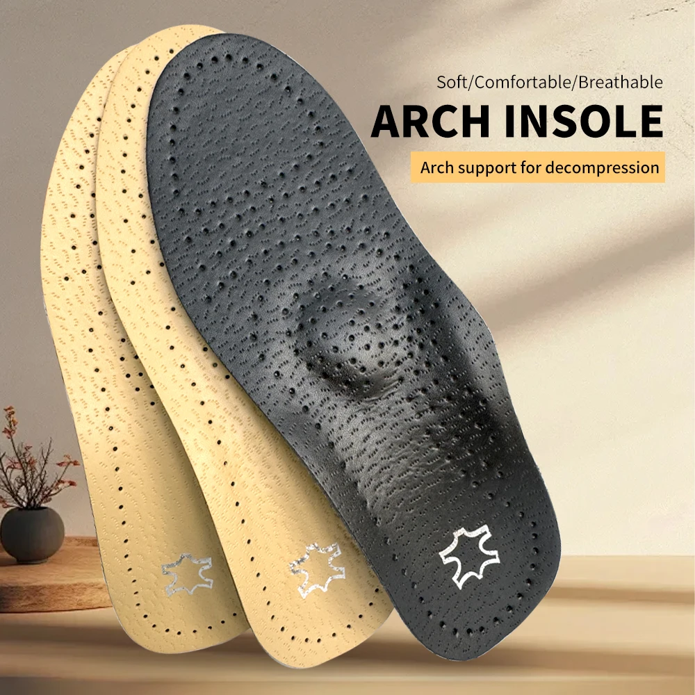 Leder Orthese Einlegesohle für Plattfüße Fuß gewölbe ortho pä dische Schuhe Sohle Einlegesohlen für Füße für Männer Frauen desodor ie rende Schuhsohle Image