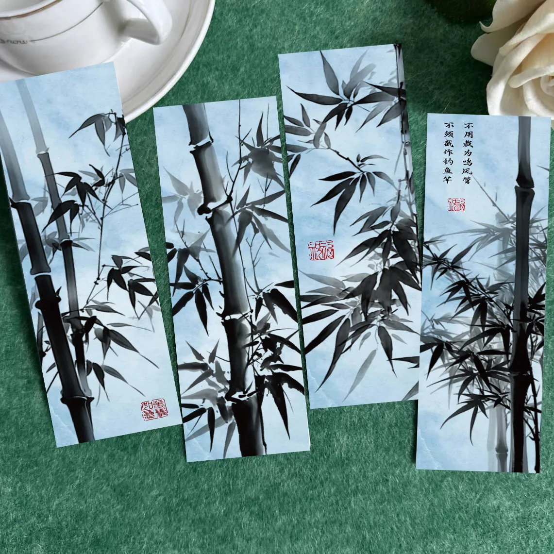 30 Stücke Tuschemalerei Bambus Schatten Tanzen Lesezeichen Alte Poesie Rezitation Künstlerische Dekoration Lesen Seite Student Kreative Geschenke Image