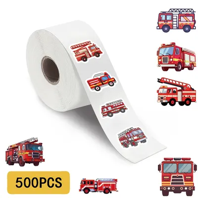 500PCS Feuerwehrauto Rollenaufkleber Graffiti Cartoon Kunst Geschenk Scrapbooking Wohnzimmer Telefon Gemeinschaft Skateboard Nostalgie Aufkleber Image