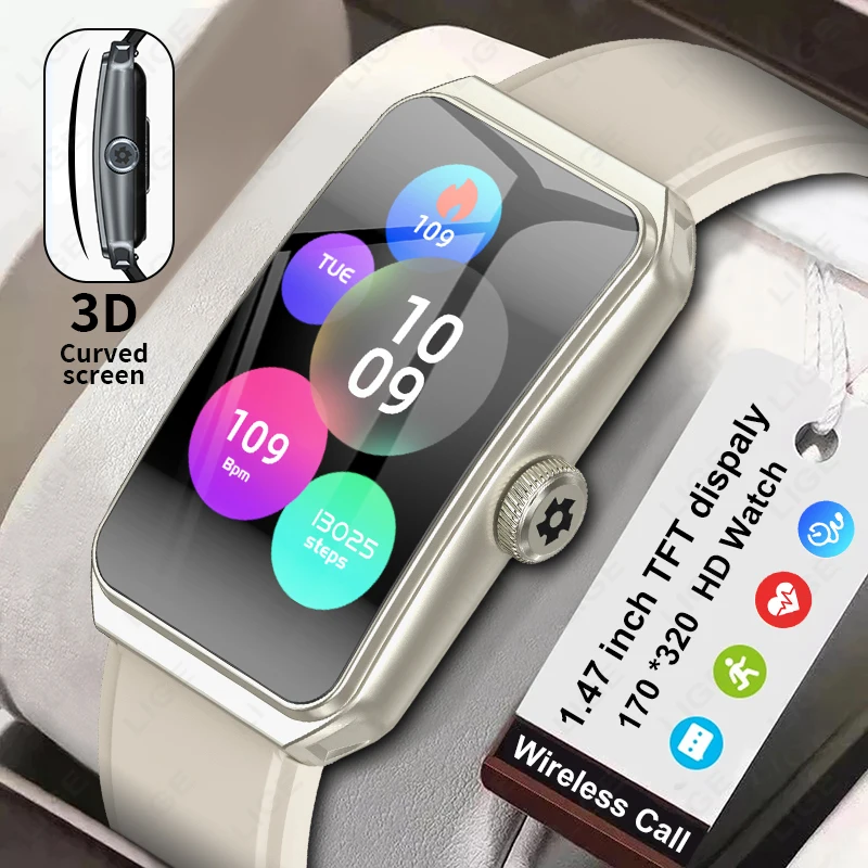 LIGE Original Smart Uhr Frauen Alle-tag Blut Sauerstoff Herz Rate Monitor 3D Bildschirm Smart Band Wasserdichte Sport Männer smartwatch Neue Image