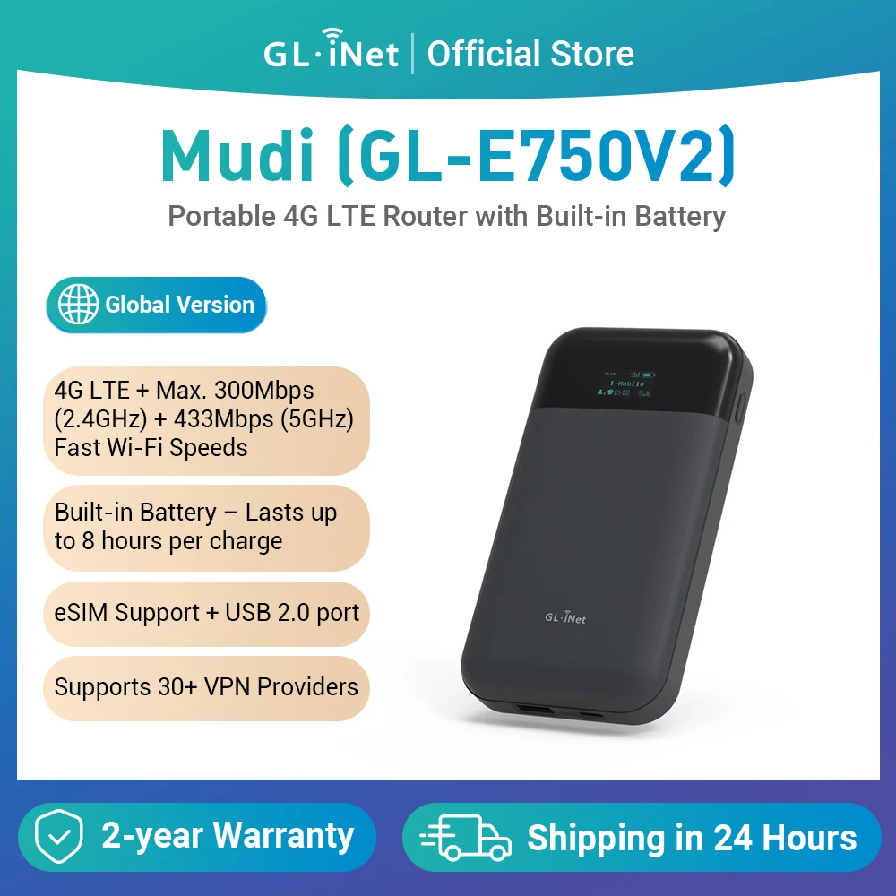Gl. inet mudi v2 (GL-E750V2) 750 MBit/s 1TB max microsd mit openwrt 4g lte Router Image