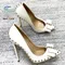 Scarpe bianche per donna Tacchi alti a punta 8-12CM Scarpe da donna con fiocco con rivetti Tacchi