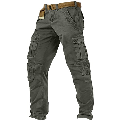 Herren Cargo-Hosen Cargohose Arbeitshosen Wanderhose Gerader Schnitt 8 Tasche Einfach tragbar Feuchtigkeitsableitend Volle Länge Outdoor Täglich Campen und Wandern Mode Streetwear Armee-Gelb Schwarz Image
