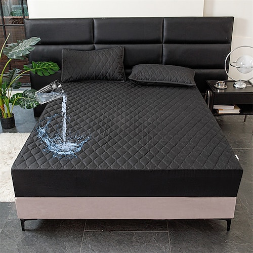 Queen Volle King Schutzbettbezug Wasserdichter Matratzenprotektor Gequilteter Matratzenauflage Bettprotektor Dickes Bettbezug Rutschfest Passendes Bettlaken mit tiefem Pocket Geräuschlos Hypoallergen Image