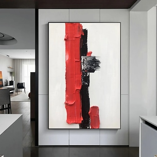 großes handgemachtes weiß-rot-schwarzes 3D-strukturiertes abstraktes Gemälde handgemalt handgemaltes modernes abstraktes Ölgemälde abstraktes klassisches modernes Gemälde Wandkunst Dekoration Image